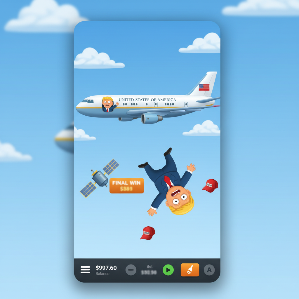Drop the Boss — main game screen on smartphone showing Air Force One and falling character