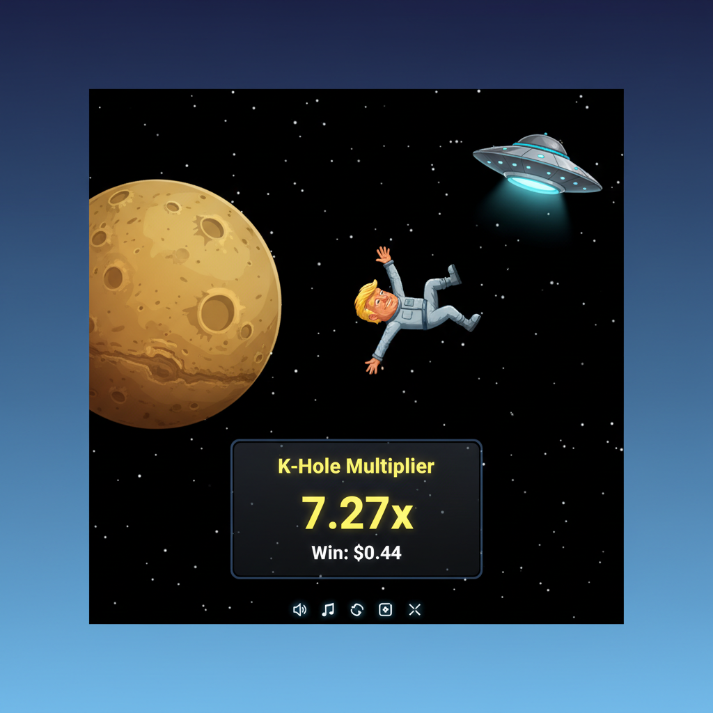 Drop the Boss — K-Hole space bonus round on mobile with Mars planet and UFO